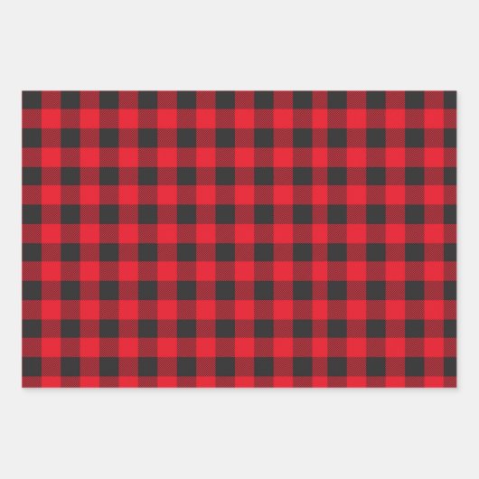 Bären, Berge, Schwarz und Rot-Lumberjack-Set Geschenkpapier Set (Vorderseite)