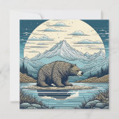 Bären, Berge, See, Vollmond Kunst (Vorderseite)