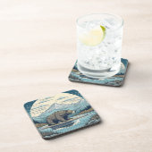 Bären, Berge, See, Vollmond Kunst Getränkeuntersetzer (Rechte Seite)