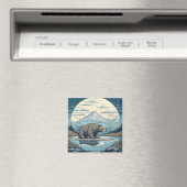 Bären, Berge, See, Vollmond Kunst Magnet (In Situ (Geschirrspüler))