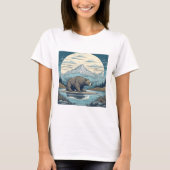 Bären, Berge, See, Vollmond Kunst T-Shirt (Vorderseite)