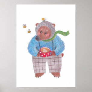 Bären, Bienen und Cappuccino Poster
