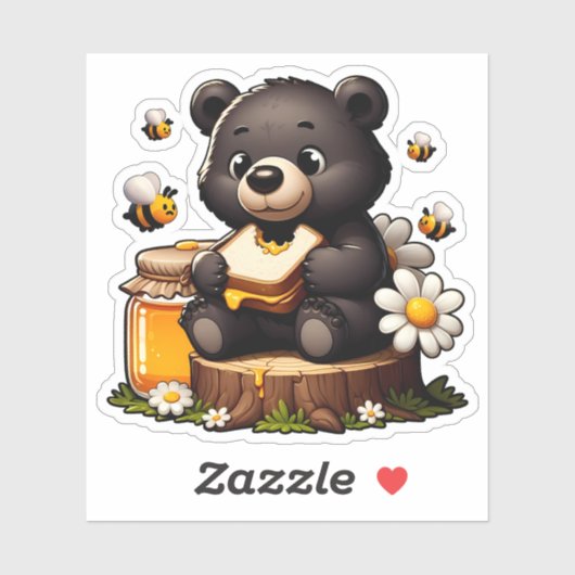 Bären, Bienen und Honig Aufkleber (Blatt)