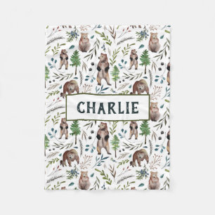 Bären, Blätter und Bäume Personalisiert Blanket Fleecedecke