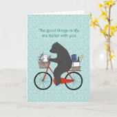 Bären & Bunny auf dem Fahrrad zu Picknick niedlich Karte (Gelbe Blume)