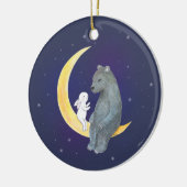 Bären & Bunny auf dem Mond Niedliches Paar Custom Keramik Ornament (Links)
