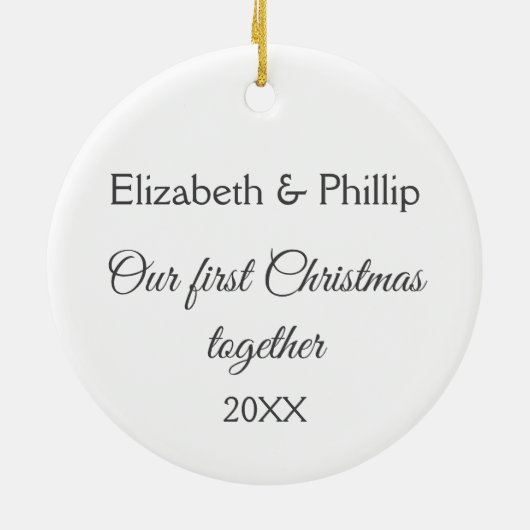 Bären & Bunny in einer Decke Couple First Chrismta Keramik Ornament (Hinten)