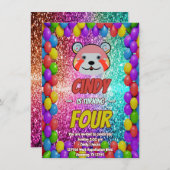 Bären-Cartoon-Geburtstag laden Kinder ein Einladung (Vorne/Hinten)