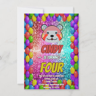 Bären-Cartoon-Geburtstag laden Kinder ein Einladung