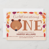 Bären drehen einen Fall Tier ersten Geburtstag Einladung (Vorderseite)