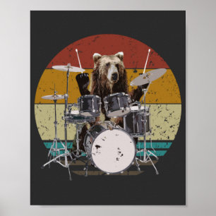 Bären-Drummer spielt Schlagzeug Poster