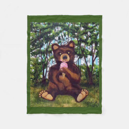 Bären Eating Ice Creme Baby Fleece Decke (Vorderseite)