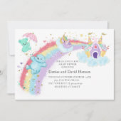 Bären, Einhorn und Rainbow Baby Shooter Einladung (Vorderseite)