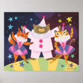 Bären, Fox und Tiger Pierrot Clownkunst Print Poster (Vorne)