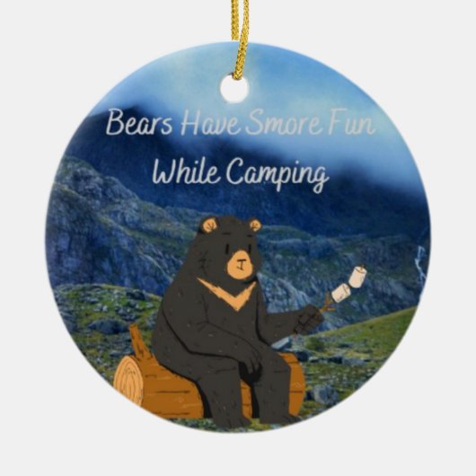 Bären haben beim Camping mehr Spaß Keramik Ornament (Vorne)