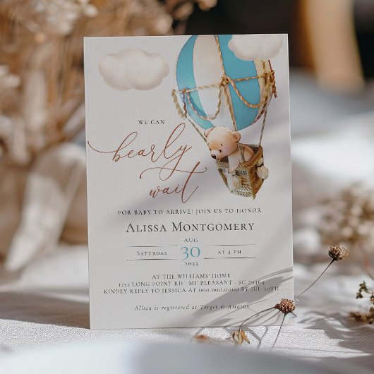 Bären-Heißluftballon-Einladung Einladung