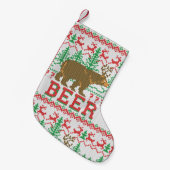 Bären Hirsch oder Bier Weihnachts Jumper Strick St Kleiner Weihnachtsstrumpf (Vorderansicht (hängend))