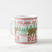 Bären Hirsch oder Bier Weihnachts Pullover Strick  Kaffeetasse (Vorderseite Links)