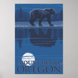 Bären im Mondschein - Berghof, Oregon Poster