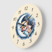 Bären im Moonlight Boy Baby Duschgeschenk Große Wanduhr (Winkel)