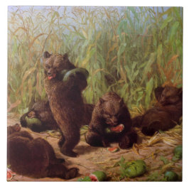 Bären im Watermelon Patch (von W.H. Beard) Fliese