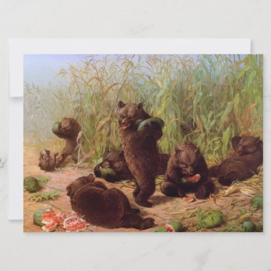 Bären im Watermelon Patch (von W.H. Beard) Karte (Vorderseite)