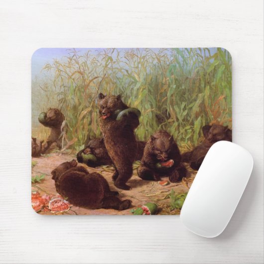 Bären im Watermelon Patch (von W.H. Beard) Mousepad (Mit Mouse)