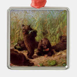 Bären im Watermelon Patch (von W.H. Beard) Ornament Aus Metall
