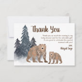Bären im Winter Forest Scandi Neutral Baby Dusche Dankeskarte (Vorderseite)