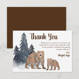 Bären im Winter Forest Scandi Neutral Baby Dusche Dankeskarte