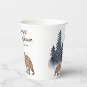Bären im Winter Forest Scandi Neutral Baby Dusche Pappbecher (Links)