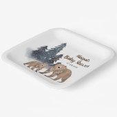 Bären im Winter Forest Scandi Neutral Baby Dusche Pappteller (Gewinkelt)