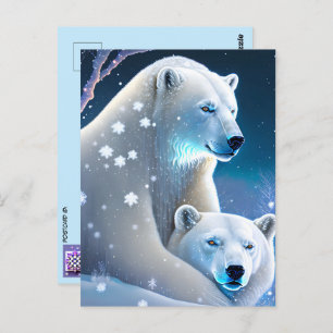 Bären im Winter, Postüberquerung Postkarte