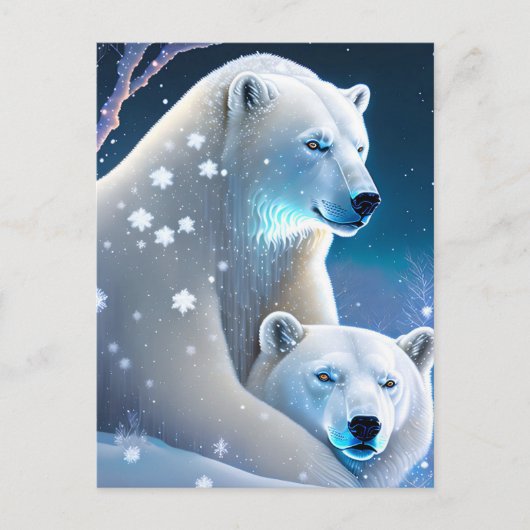Bären im Winter, Postüberquerung Postkarte (Vorderseite)