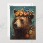 Bären in Blume und Schmetterlingen Postkarte (Vorne/Hinten)