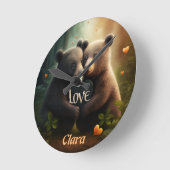 Bären in der Liebe umarmt Runde Wanduhr (Winkel)