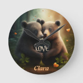 Bären in der Liebe umarmt Runde Wanduhr (Vorderseite)