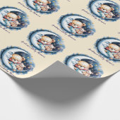 Bären in der Moonlight Boy Baby Dusche Geschenkpapier (Ecke)