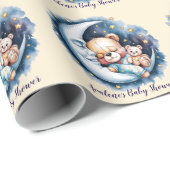 Bären in der Moonlight Boy Baby Dusche Geschenkpapier (Rolleneckpunkt)