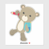 Bären in die Schule, Niedlicher Bär, Rucksack, Sti Aufkleber (Blatt)