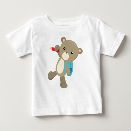Bären in die Schule, Niedlicher Bär, Rucksack, Sti Baby T-shirt (Vorderseite)