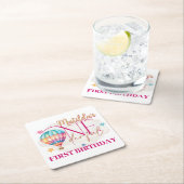 Bären in einem Balloon Square Paper-Untersetzer Rechteckiger Pappuntersetzer (Vor Ort)