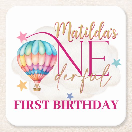 Bären in einem Balloon Square Paper-Untersetzer Rechteckiger Pappuntersetzer (Vorderseite)