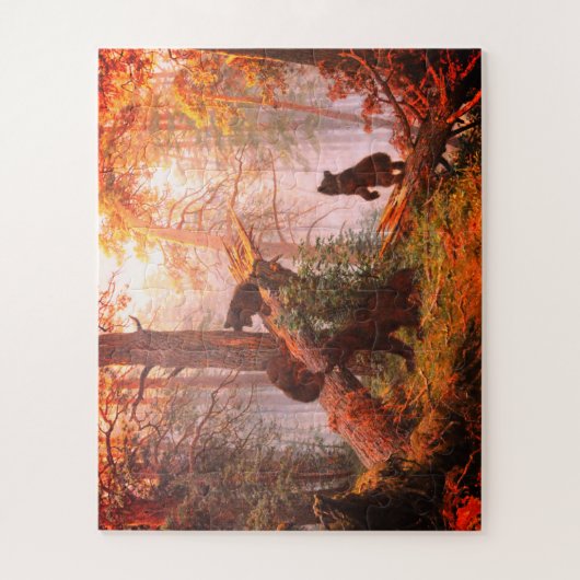 Bären in einer Kiefernwaldkunst Puzzle (Vertikal)