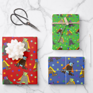 Bären in Luchador Mexikanische Wrestler-Kostüme Geschenkpapier Set
