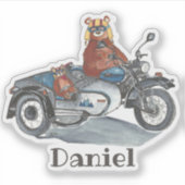 Bären in Motorradkindern Name Aufkleber (Vorderseite)
