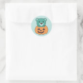 Bären in Pumpkin Sweet Bears Happy Halloween-Klass Runder Aufkleber (Tasche)