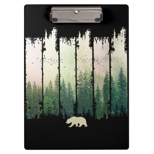 Bären in Waldlandschaft Klemmbrett (Vorderseite)