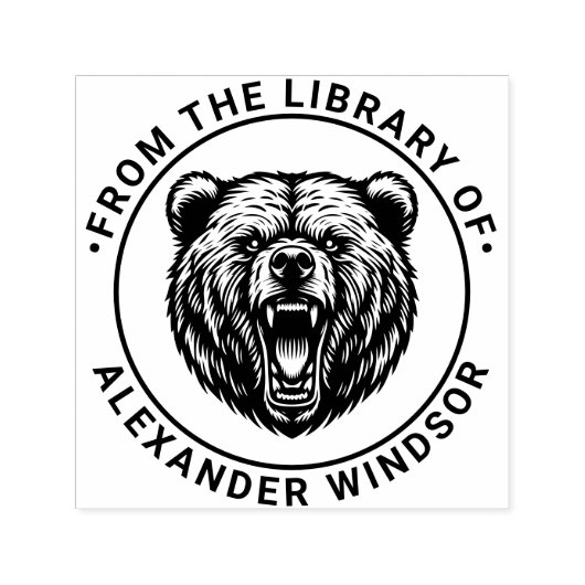 Bären-Kopf-Baring Zähne #2 Bibliotheksname Permastempel (Design)