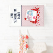 Bären küssen mit dem Valentinischen Roten Herz Banner (Insitu)